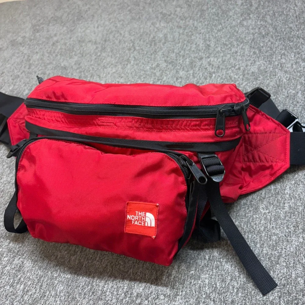 Vintage The North Face‎ Convertible Fanny Pack Backpack Red Yellow Nylon Korea